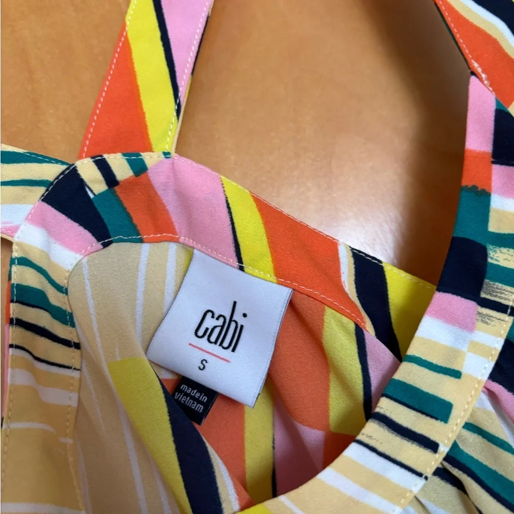 CABI Multicolor Striped Ruffle Hem Tank Top - Picture 3 of 4